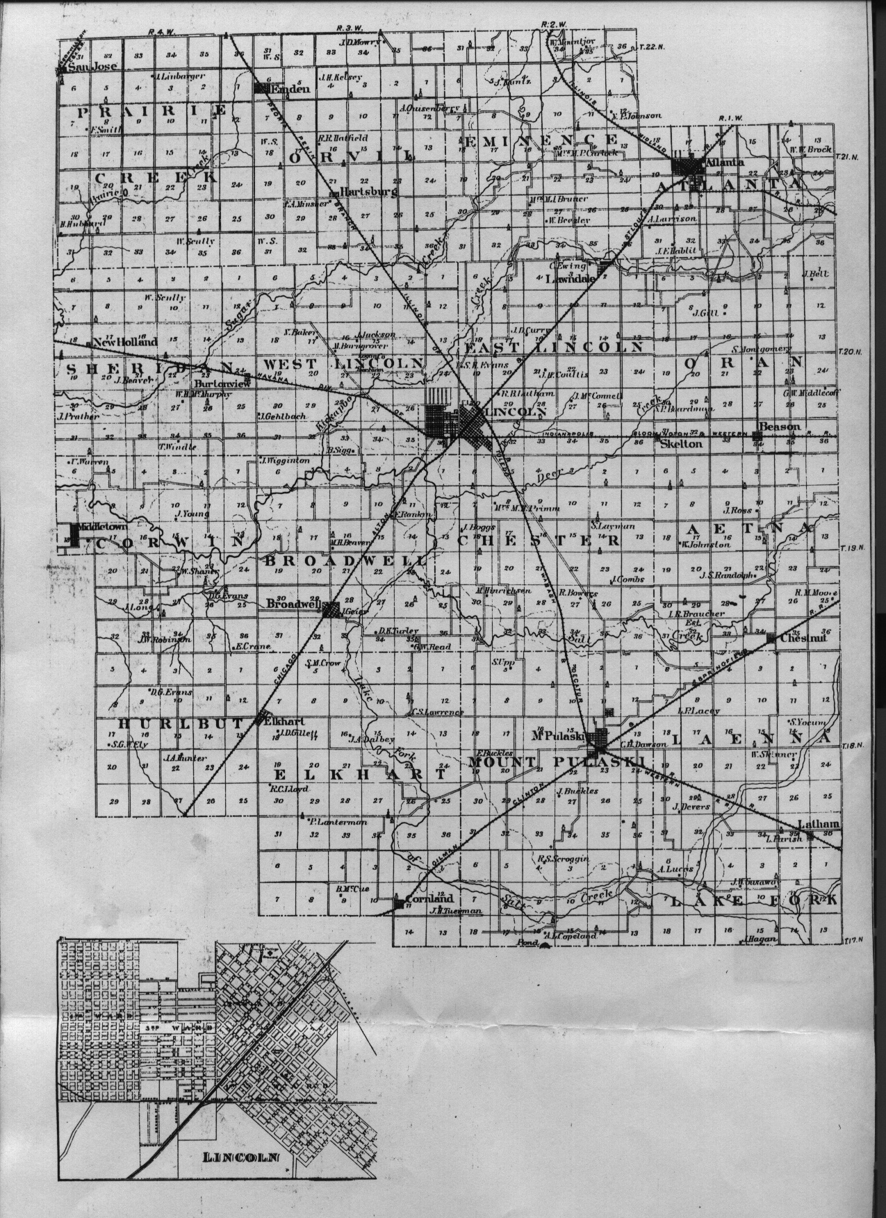 1876 Logan County map